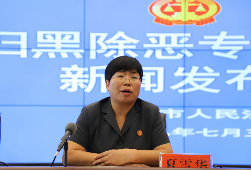 图一 麻城市法院党组成员、副院长夏雪华主持新闻发布会.JPG