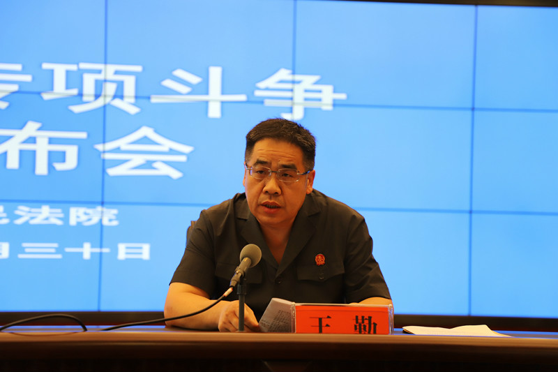 图三 麻城市法院刑庭庭长、扫黑办主任王勤回答记者提问.JPG
